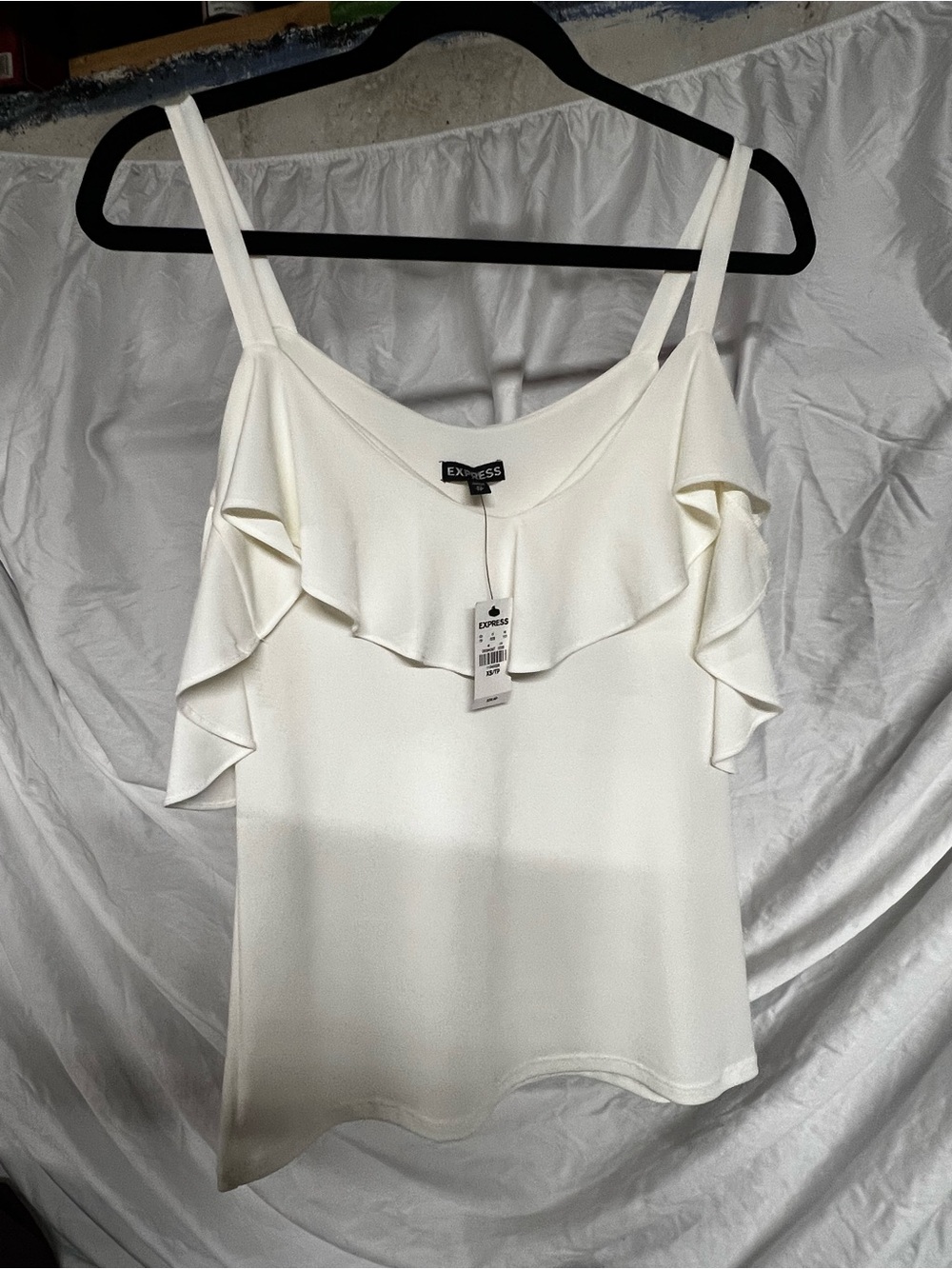 NWT Express White/light cream  Ruffle Camisole Tank Top